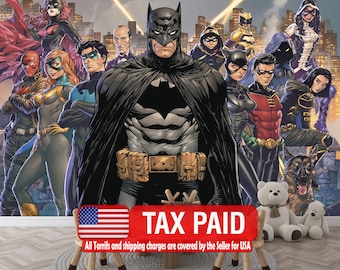 Superhero Wallpaper Mural, Kids Room Decor, Peel and Stick