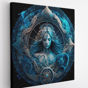 Wassermann Sternzeichen Astrologie Moderne Dekoration Quadratisch Bunt Natürlich Leinwand Druck Wand Kunst Bild Tolle Geschenkidee Hochwertige Wanddekoration