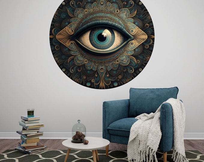 Eye Mandala Illustration Art Circle Poster Photomural Wall Décor Easy-Install Removable Self-Adhesive High Quality Peel and Stick Sticker