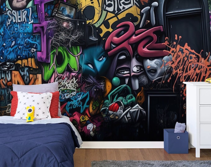 Graffiti Street Art Abstract Pop Art Gift, Art Print Photomural Wallpaper Mural Easy-Install Removeable Peel and Stick Large Wall Decal New