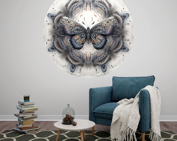 Colorful Butterfly Mandala Art Circle Poster Photomural Wall Décor Easy-Install Removable Self-Adhesive High Quality Peel and Stick Sticker