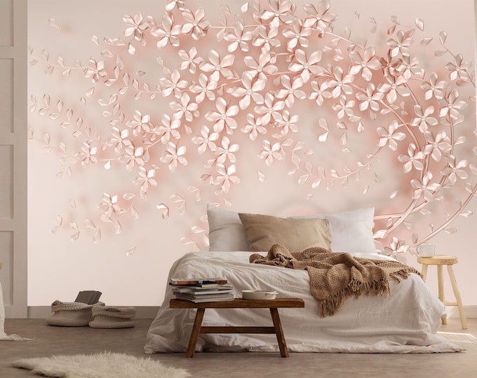3D Abstract Floral Tree Modern Decor Gift, Art Print Photomural Wallpaper Mural Easy-Install Removeable Peel and Stick Large Wall Decal Art