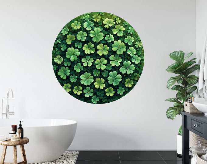 Shamrock Circle of Luck Modern Circle Poster Photomural Wall Décor Easy-Install Removable Self-Adhesive High-Quality Peel and Stick Sticker