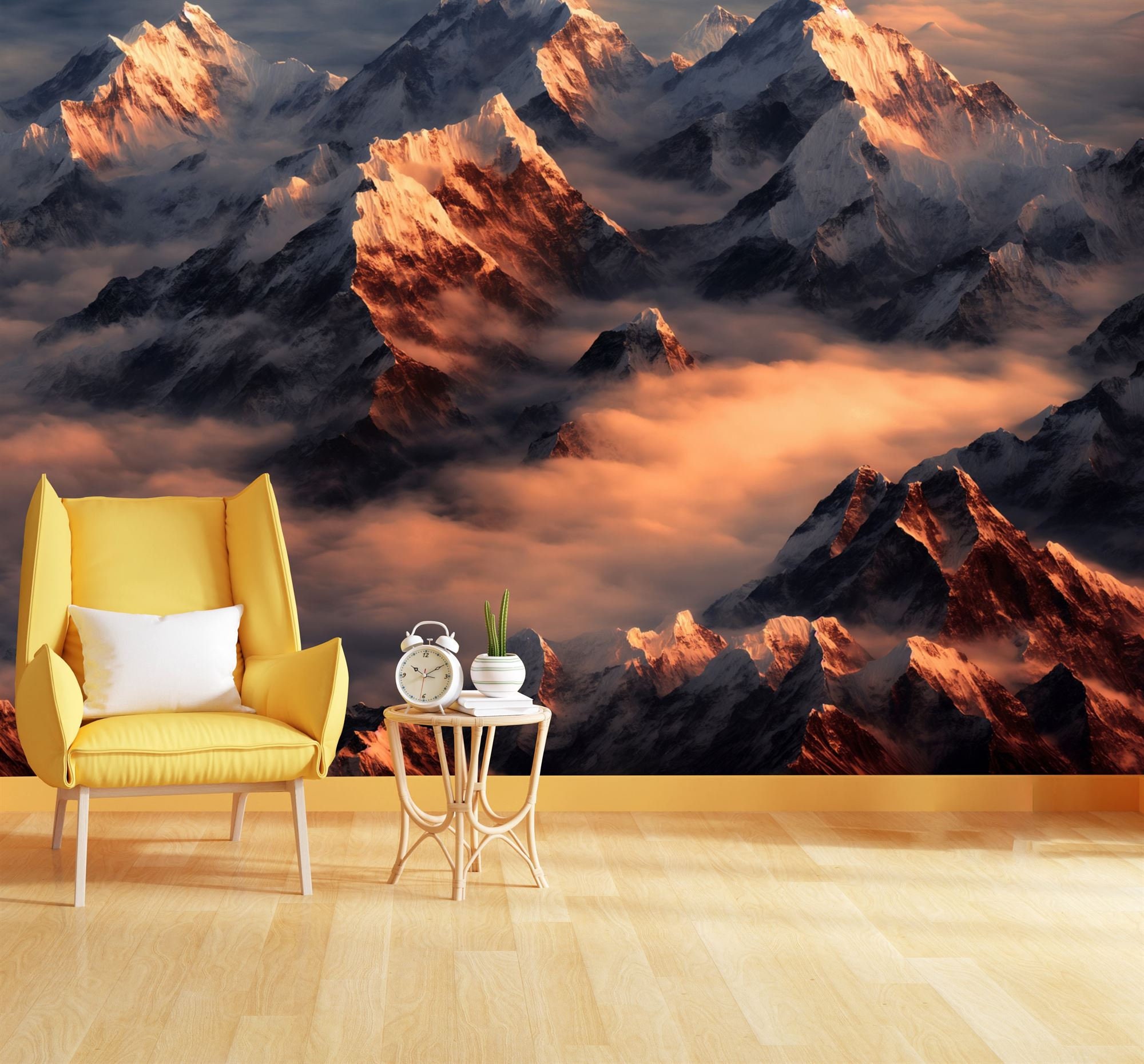 Himalayas Sunset Mural, Everest View, Peel and Stick Wallpaper - Etsy