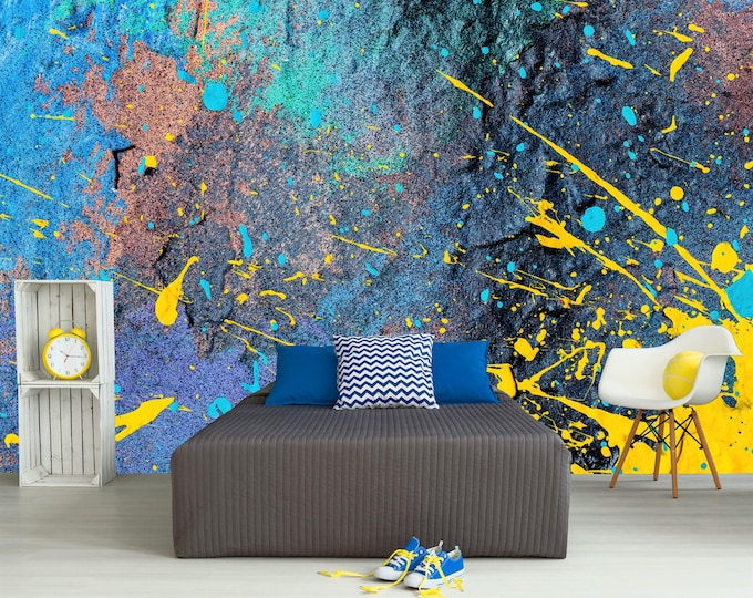 Colorful Graffiti Paint splatter fragments AI Gift Art Print Photomural Wallpaper Mural Easy-Install Removeable Peel and Stick Large Photo