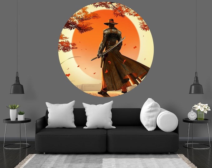 Fantasy Worrier Anime Circle Art Form Poster Photomural Wall Décor Easy-Install Removable Self-Adhesive High Quality Peel and Stick Sticker