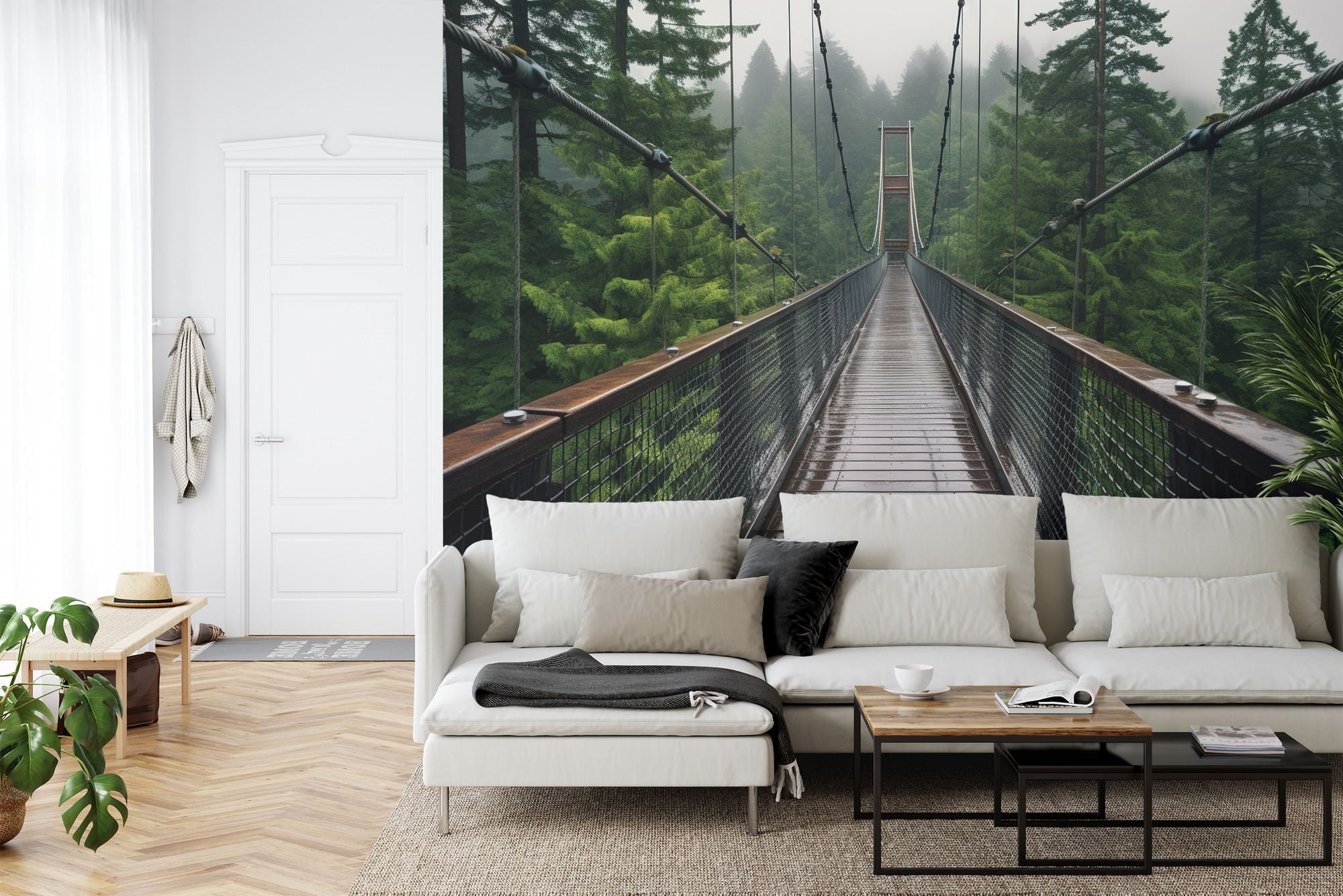 Forest Bridge Wallpaper Mural, Peel and Stick Wall Decal - Etsy