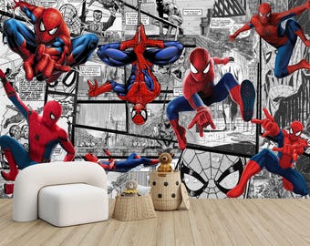 Superhero Comic Wallpaper Mural, Kids Room Decor, Peel and Stick
