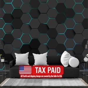 Wallpaper, Hexagonal Gaming Decor Wall Mural, Abstract Art Print, Peel and Stick Decal