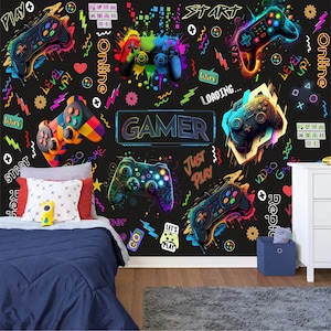 Gamer Peel and Stick Wallpaper / Fond décran de jeu / Murale pour  adolescents / Amovible / Jeu vidéo / Décoration murale photo / Art mural /  Affiche -  France