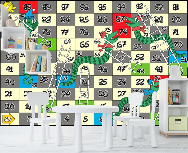 Snakes and Ladders Board Game Wallpaper Mural, Kids Room Decor - Etsy