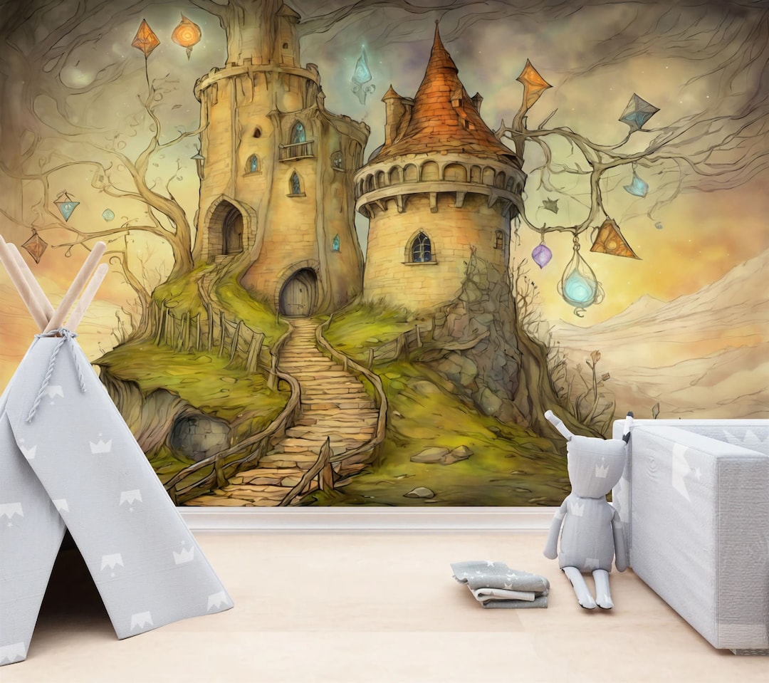 Fantasy Castle Girls Nursery Room Decor Gift, Art Print Photomural ...