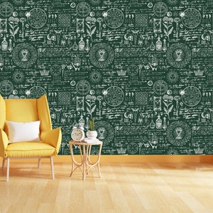 Abstract Vintage Alchemy Esoteric witchcraft Wallpaper sketches Gothic Easy-Install Wall Mural Wallpaper Peel and Stick Modern Art Washable