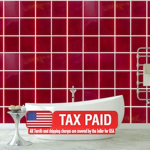 Mural de papel pintado con azulejos de cerámica roja - Autoadhesivo, lavable