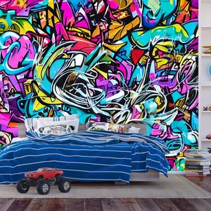 カラフルなグラフィティペイントスプラッタフラグメントAIギフトアートプリントフォトミューラル壁紙壁画簡単にインストール取り外し可能剥がして貼れる大きな写真