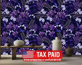 Purple Floral Bouquet Wallpaper, Peel and Stick Mural