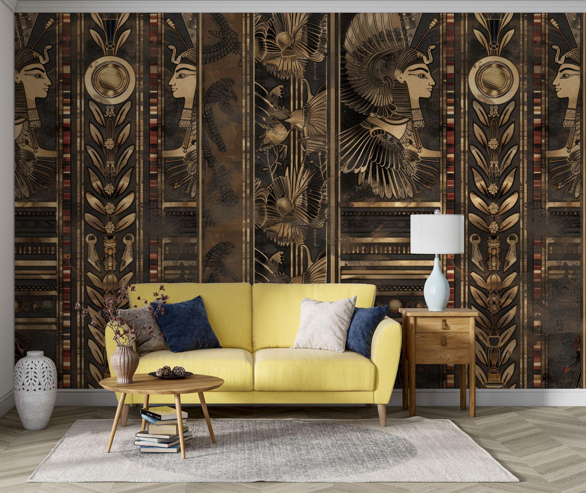 Ancient Egyptian Wall Art Pharaonic AI-Generated Wall Gift Art Print Photomural Wallpaper Mural Easy-Install Removeable Peel and Stick Decal