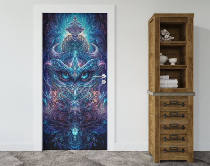 Psychedelic Wall Sticker Door Covering Removable Peel and Stick Self Adhesive Decals Home - Office, 91cm x 211cm / 35.8 x 83.1 Inches WxH