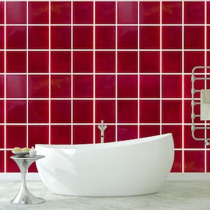 Old vintage red ceramic tile decor for kitchen or bathroom Removable Easy-Install Wall Mural Wallpaper Peel and Stick Modern Art Washable