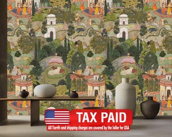 Mughal Gardens of Jaipur Wallpaper Mural, Peel and Stick Decal