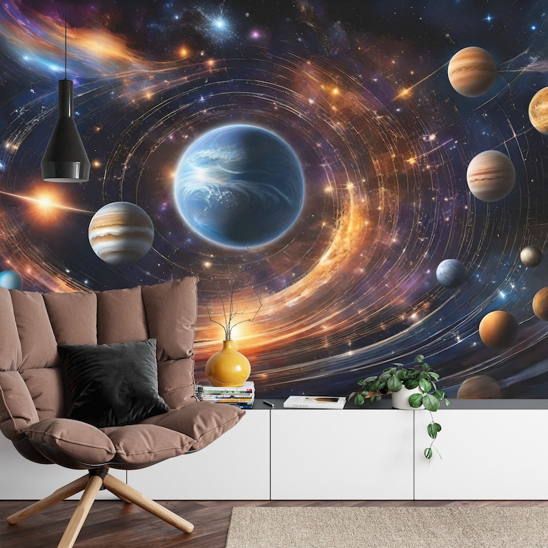 Planetary Solar System Peel and Stick Wall Mural, Kids Room Decor - Etsy