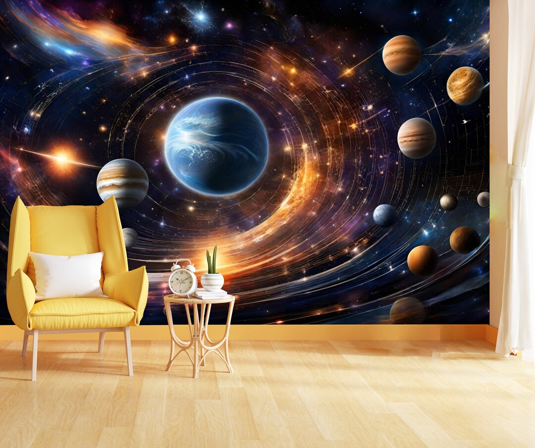 Planetary, Solar System Galaxy Outer Space Illustration Kids Room Decor ...