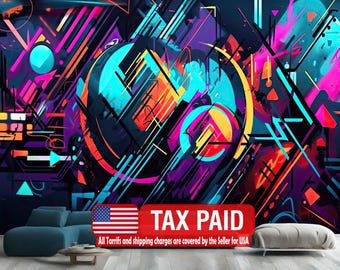 Abstract Graffiti Peel and Stick Wallpaper Mural | Colorful Paint Splatter Art