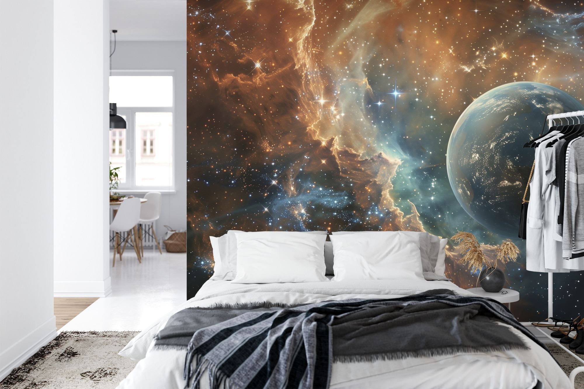 Earth & Galaxy Wallpaper Mural, Peel and Stick Space Wall Art - Etsy