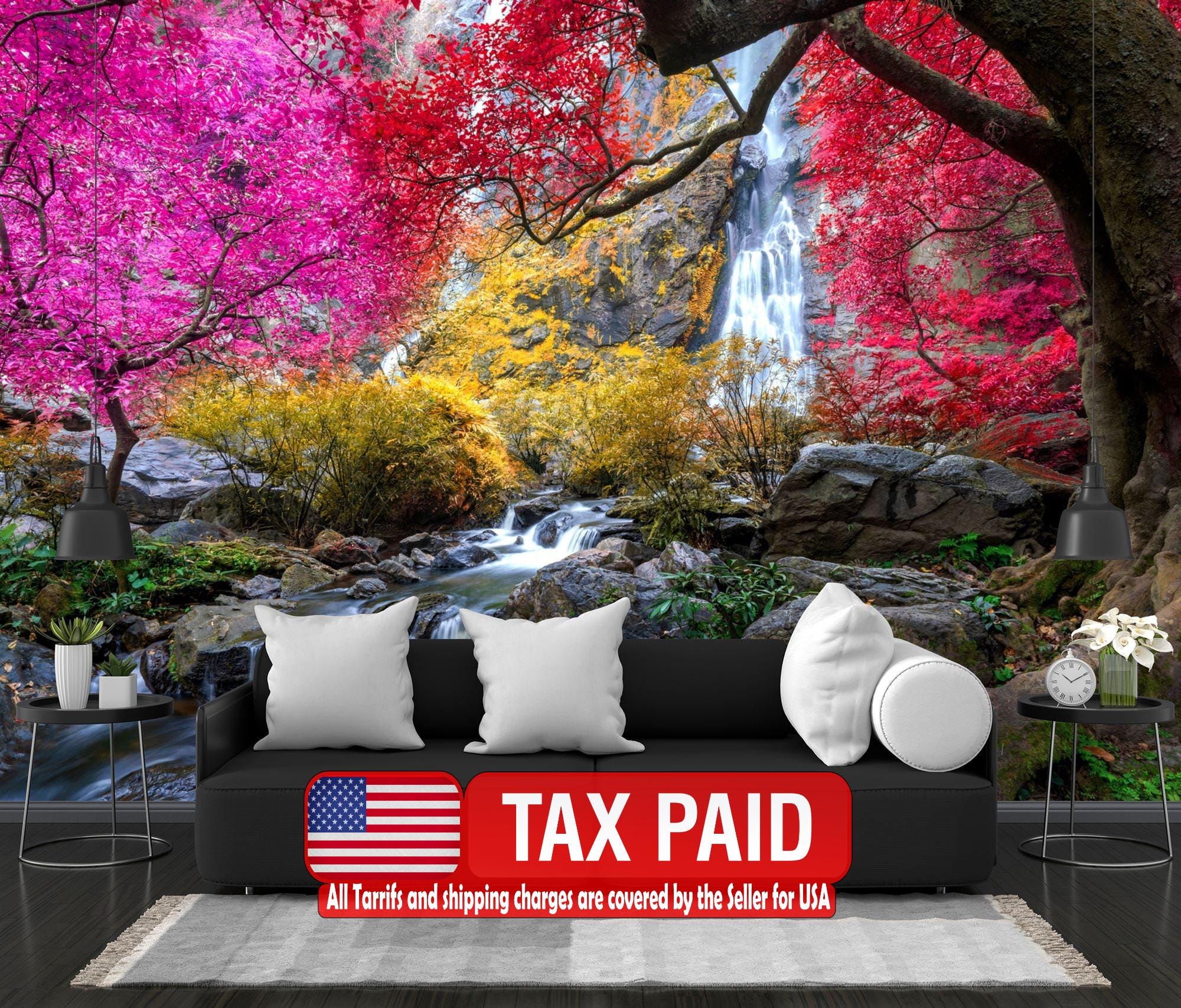 Khlong Lan Wasserfall Wandbild | Thailand Regenwald zum Abziehen und Aufkleben