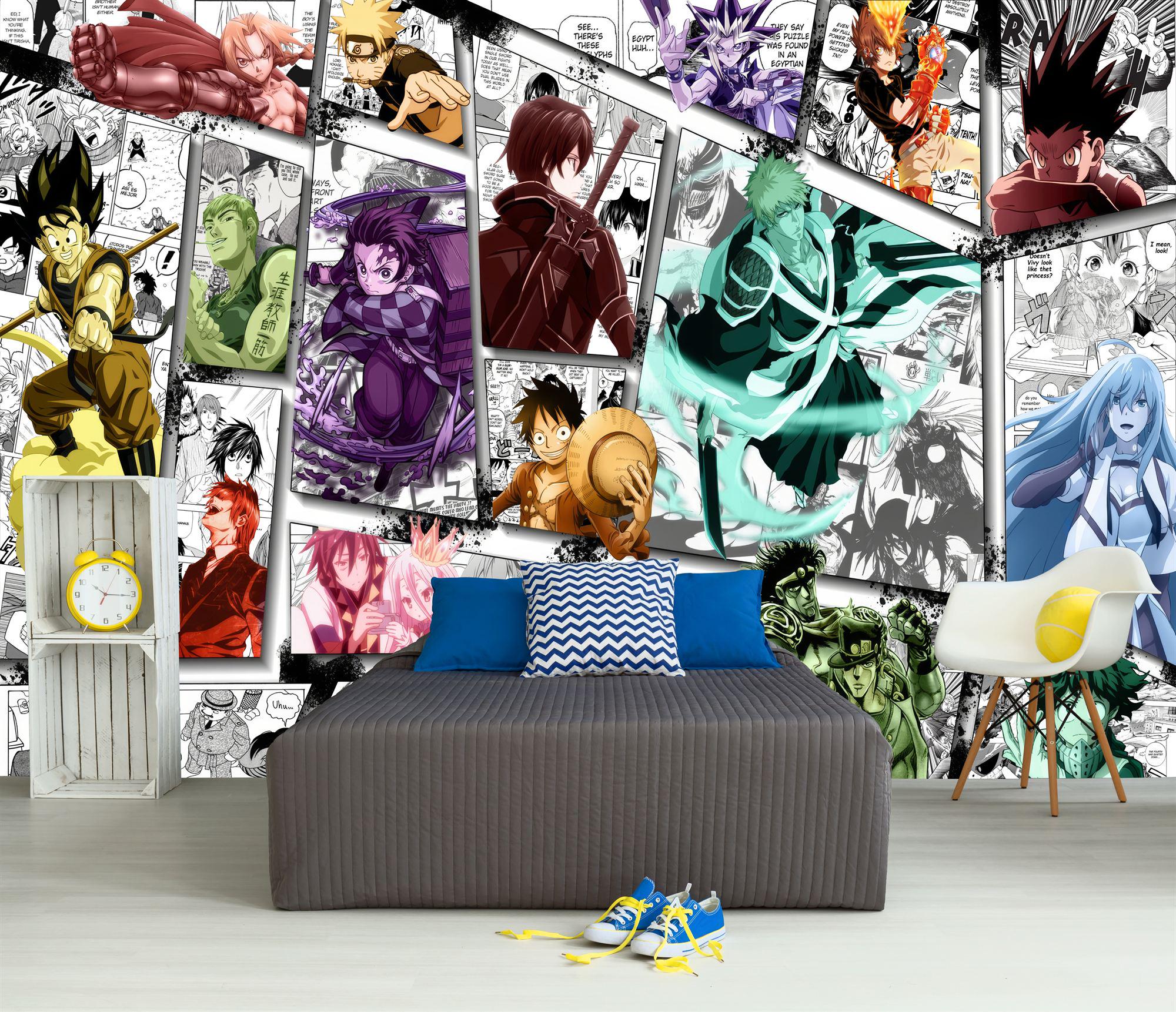 デコパージュ壁絵 ヴィンテージマンガコラージュ壁紙クロスオーバー、アニメ壁画、剥がし