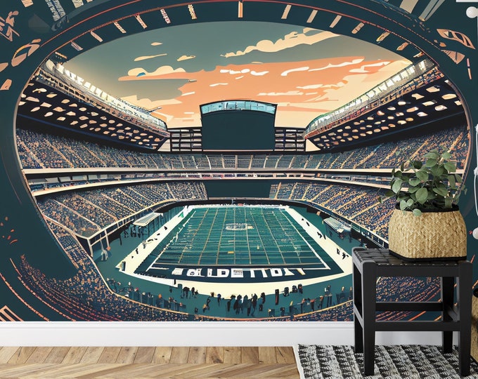 Large American football field Kids Room Sport Decor Super bowl Easy-Install Wall Mural Wallpaper Peel and Stick Modern Washable Customized