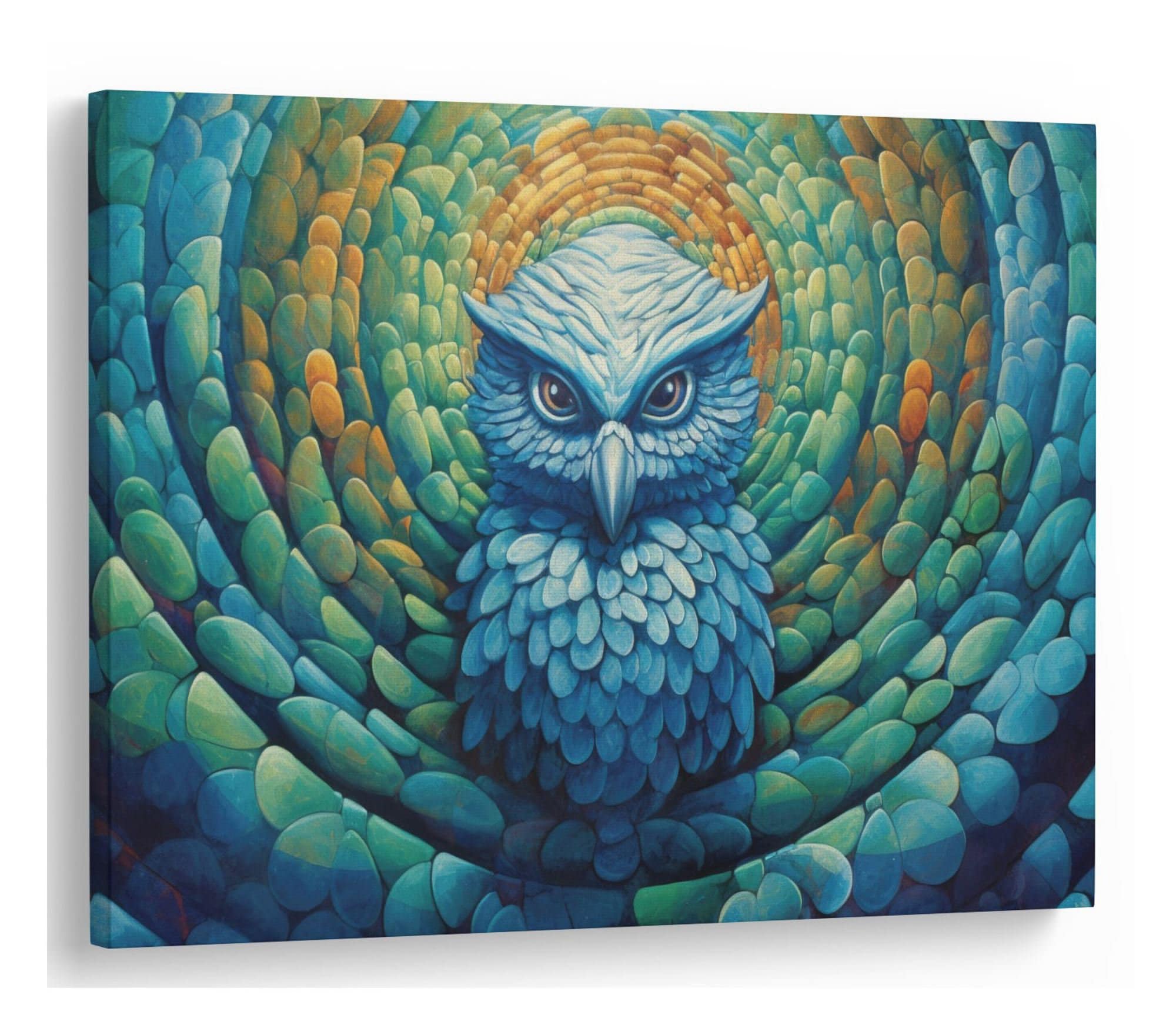Surreal Owl Canvas Print, Intense Gaze Wall Art