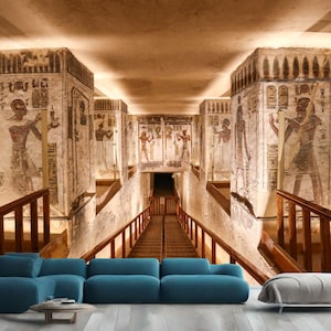 Tomb in Valley of the Kings Luxor, Ancient Egypt Pharaonic Civilization Easy-Install Wall Mural Wallpaper Peel and Stick Modern Art Washable