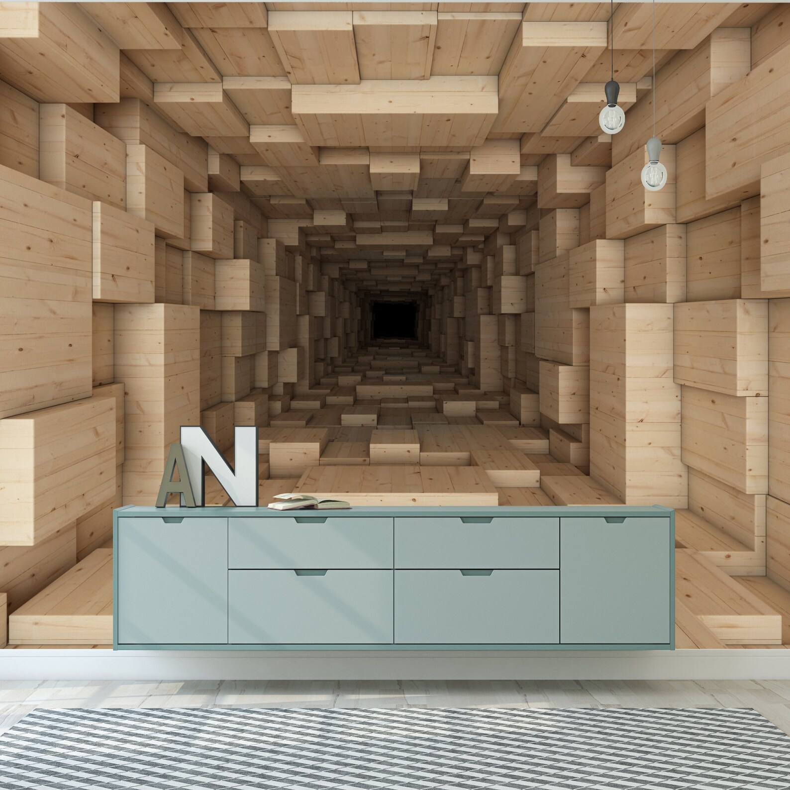 3D Abstract Tunnel Wallpaper Mural, Peel and Stick Photo Wall Decal - Etsy