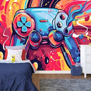 Games Theme Gaming Room Art, Game Controller Game Pads Decal Sticker Gift For Kids, Teenage Wall Sticker Removable Peel & Stick Washable