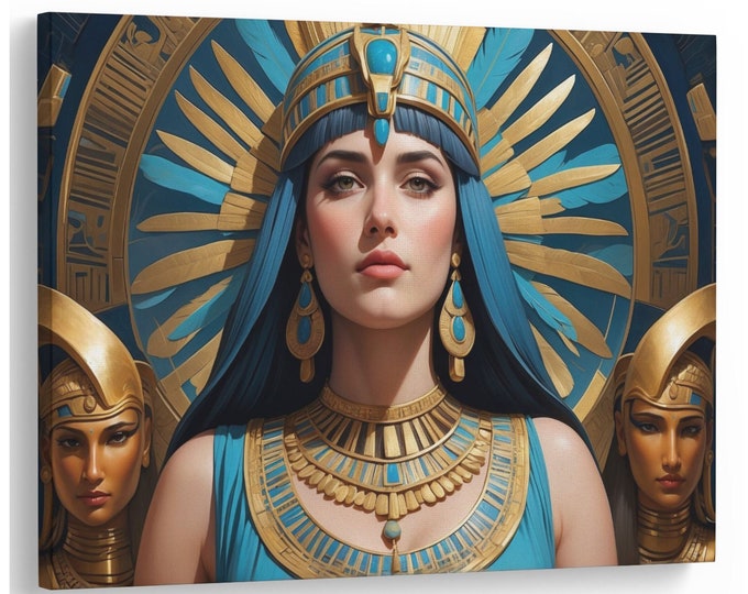 Stunning Ancient Egyptian Pharaonic Queen AI Generated Natural Canvas Print Wall Art Picture Great Gift Idea High-Quality Home Wall Art New