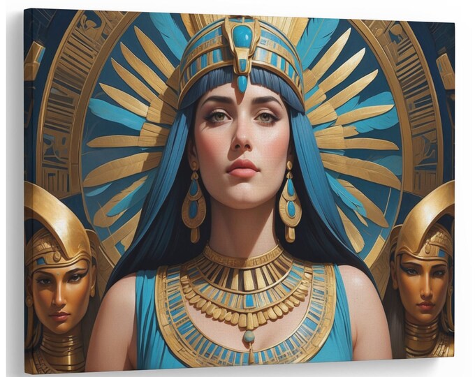 Stunning Ancient Egyptian Pharaonic Queen AI Generated Natural Canvas Print Wall Art Picture Great Gift Idea High-Quality Home Wall Art New