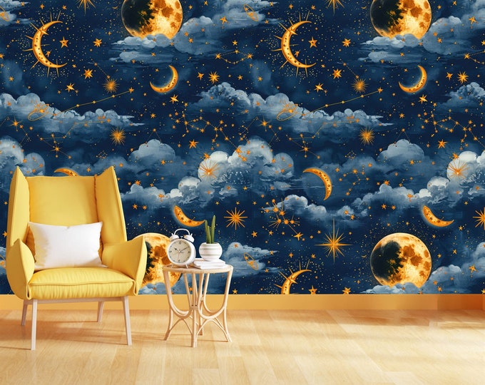 Astrology Colorful Celestial Sky Space Gift, Art Print Photomural Wallpaper Mural Easy-Install Removeable Peel and Stick Large Wall Decal