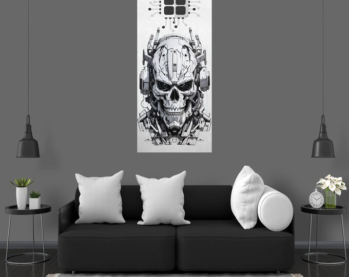 Tech Skull Wall Sticker Art Poster Mural Transfer Decal Print Room Home Nursery Office Shop Decor Gift for Kids High quality  Easy to apply