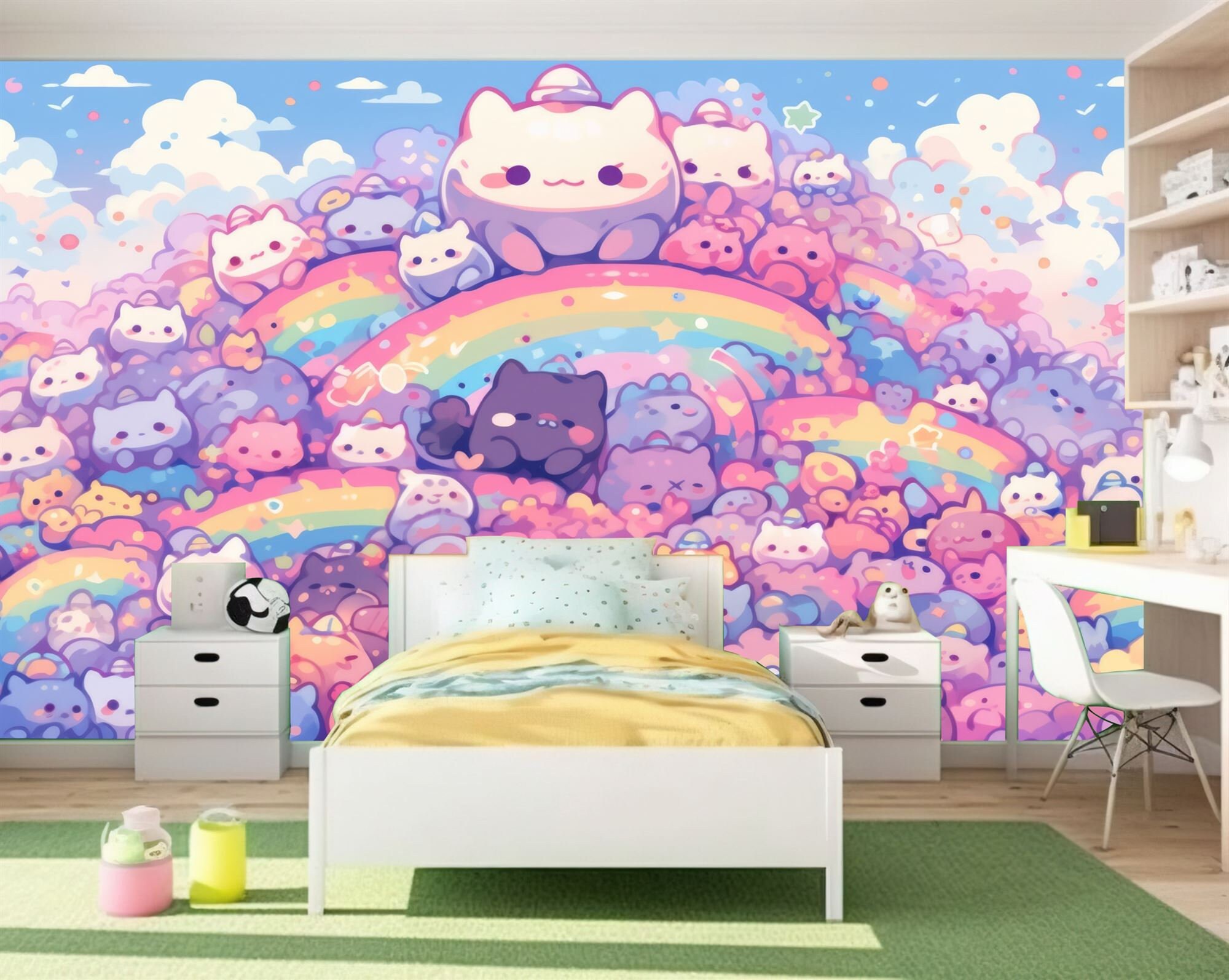 Kawaii Cat Fabric, Wallpaper and Home Decor