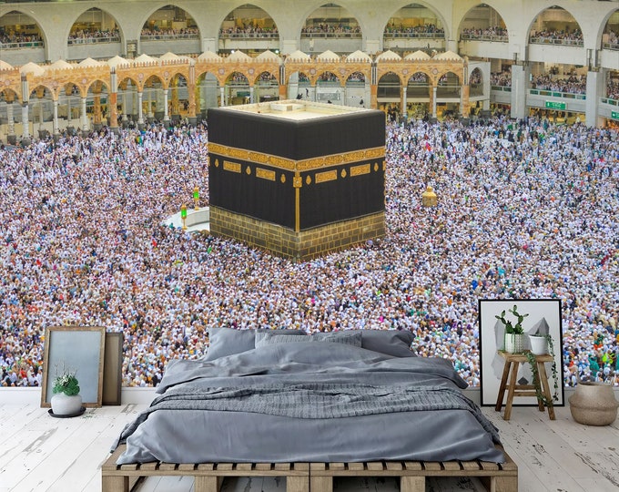 Kaaba Makkah Islamic Holiest Site Decor Gift, Art Print Photomural Wallpaper Mural Easy-Install Removeable Peel and Stick Large Wall Decal