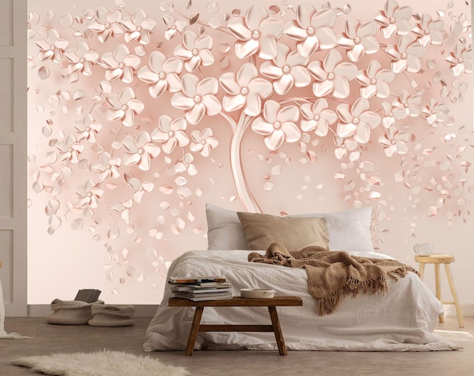 3D Abstract Floral Tree Modern Decor Gift, Art Print Photomural Wallpaper Mural Easy-Install Removeable Peel and Stick Large Wall Decal Art