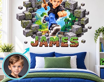 Personalized Cartoon Room Wall Decal, Custom Name 3D Kids Room Decor