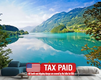 Lake and Mountain Mural, Peel and Stick Wallpaper, Easy Install