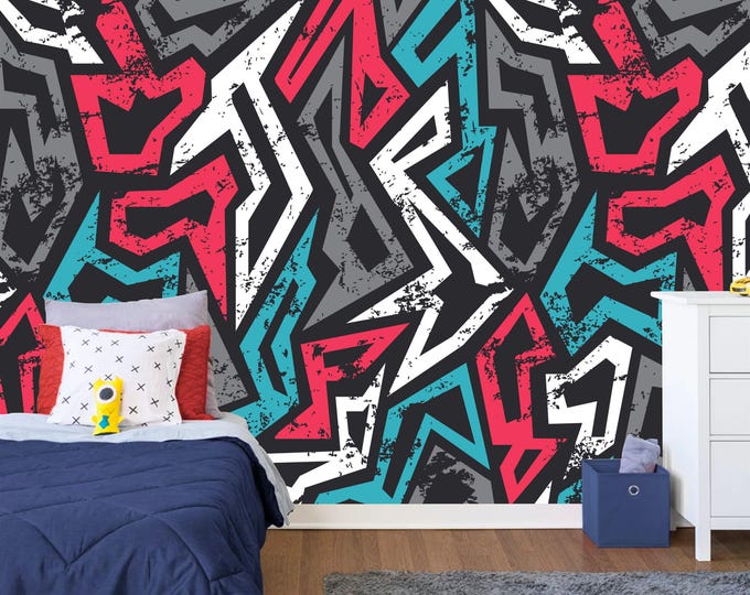 Colorful Graffiti Paint splatter fragments AI Gift Art Print Photomural Wallpaper Mural Easy-Install Removeable Peel and Stick Large Photo