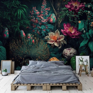 Barock Vintage botanisches abstraktes Dschungel-Geschenk, Kunstdruck-Fototapete einfach zu installieren und abziehbar