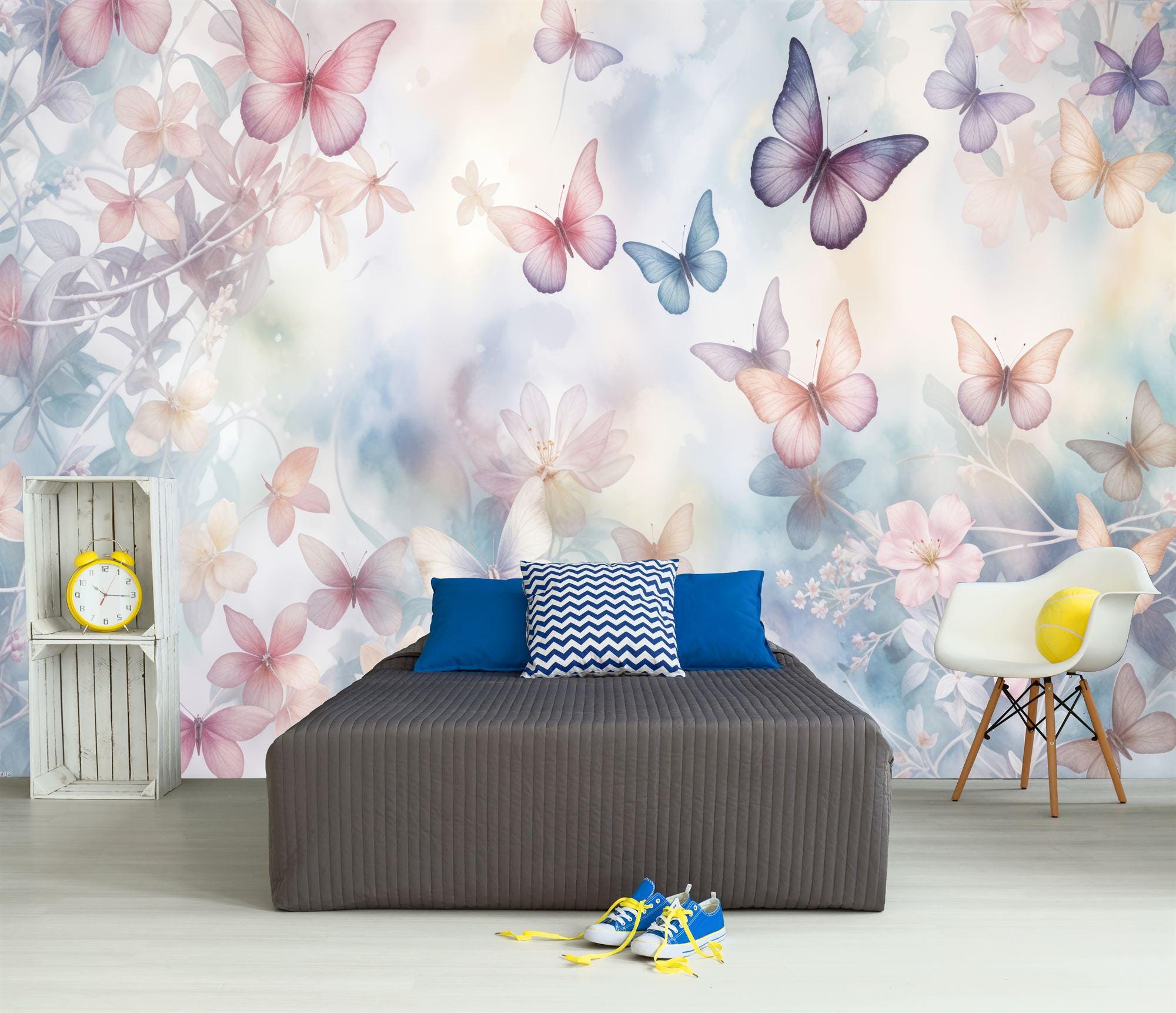 Butterfly Floral Wallpaper Mural, Peel and Stick Wall Decal - Etsy