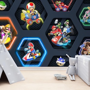 Gaming Room Game Playing Kids Room Decor Gift, Art Print Photomural Wallpaper Mural Easy-Install Removeable Peel and Stick Large Wall Decal