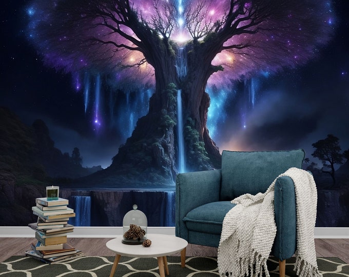 Magical Tree in Fantasy Mystical World Gift Art Print Photomural Wallpaper Mural Easy-Install Removeable Peel and Stick Large Wall Decal Art