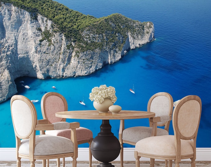 Stunning Navagio Beach Greece Smugglers Cove Gift Art Print Photomural Wallpaper Mural Easy-Install Removeable Peel and Stick Large Photo